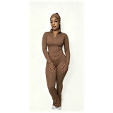 Women's Autumn Sexy Tight-Fit Long Sleeve Top and Bell Bottom Yoga Sport Pants Set