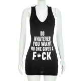 Women Spring Letter Print Sexy Sleeveless Dress