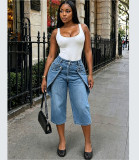 Women 3/4 Denim Wide-Leg Pants