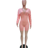 Women Ruffled Long-Sleeve Romper