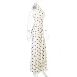 Women French summer camisole formal party polka dot maxi dress