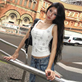 Women French U-neck knitting crop top