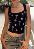 Women French U-neck knitting crop top