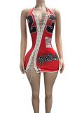 Women Lace-Up Halter Neck Sexy Hollow-Out Bodycon Dress