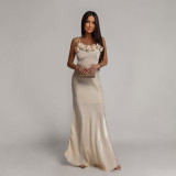 Women Backless Floral Floral Formal Party Dress