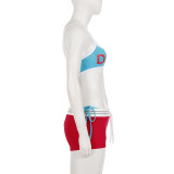 Women beach holiday sexy letter print bikini shorts three-piece