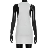 Women Spring Letter Print Sexy Sleeveless Dress