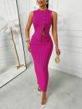 Women button-down sleeveless top and skirt two-piece set