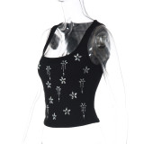 Women French U-neck knitting crop top