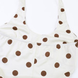 Women French summer camisole formal party polka dot maxi dress
