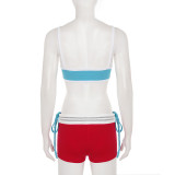 Women beach holiday sexy letter print bikini shorts three-piece