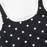 Women Polka Dot Print Sleeveless Irregular Dress