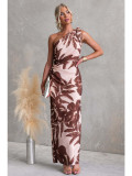 Women Summer Printed One-Shoulder Off-Shoulder Formal Party Maxi Dress