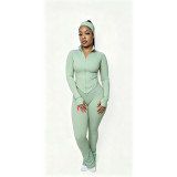 Women's Autumn Sexy Tight-Fit Long Sleeve Top and Bell Bottom Yoga Sport Pants Set