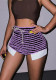 Women's High Waist Drawstring Striped Patchwork Color Block Shorts