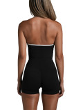 Women's Sexy Color Block Halter Neck Slim Fit Bodysuit