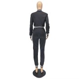 Women's Baseball Style Casual Two-Piece Pants Set