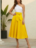 Summer Women's Solid Casual Midi Skirt