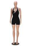 Women's Sexy Color Block Halter Neck Slim Fit Bodysuit