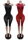 Women Slash Shoulder Glossy Bell Bottom 3/4 Jumpsuit
