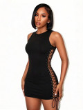 Women's Street Style Sleeveless Side Cutout Lace-Up Bodycon Dress