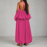 Women's Plus Size Sleeveless Strapless Low Back Asymmetrical Casual Two-Piece Pants Set