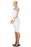 Spring Summer Women's Sexy Slim Fit Strapless Top & Double Waistband Shorts Two-Piece Set