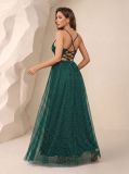 Women Cross Backless Slit Mesh Maxi Dress