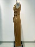Women Summer Sleeveless Slit Maxi Dress