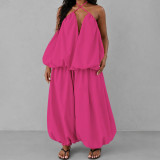 Women's Plus Size Sleeveless Strapless Low Back Asymmetrical Casual Two-Piece Pants Set