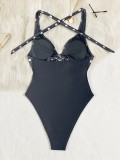 Women's Polka Dot Low Back Sexy One-Piece Swimsuit