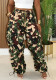 Women's Casual Camouflage Print Patchwork Lace Wide Leg Loose Pants