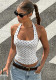 Women Polka Dot Halter Neck Backless Tank Top