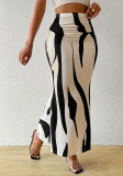 Women Autumn Zebra Print Bodycon Maxi Dress