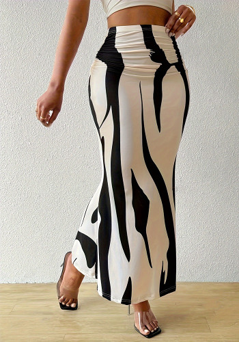 Women Autumn Zebra Print Bodycon Maxi Dress