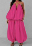 Women's Plus Size Sleeveless Strapless Low Back Asymmetrical Casual Two-Piece Pants Set
