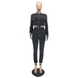 Women's Baseball Style Casual Two-Piece Pants Set
