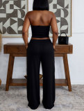 Women's Halter Neck Slim Fit Tank Top & Drawstring Wide Leg Pants Casual Sports Set