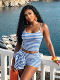 Women's Casual Striped Tank Top & Shorts Slim Fit Sexy Two-Piece Set