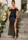 Summer Off Shoulder Sequin Formal Party Evening Dress