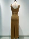 Women Summer Sleeveless Slit Maxi Dress