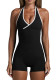 Women's Sexy Color Block Halter Neck Slim Fit Bodysuit