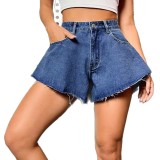 Summer Plus Size Women's Slim Fit A-Line High Waist Denim Shorts