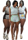 Women's Striped Print Half-Zip Sleeveless Top & Patchwork Shorts Two-Piece Set