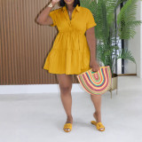 Summer Women's Loose Casual Short Sleeve Shirt Dress Mini Dress