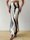 Women Autumn Zebra Print Bodycon Maxi Dress