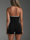 Women's Sexy Color Block Halter Neck Slim Fit Bodysuit