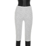 Women Summer Lace-up Backless Top and 3/4 Length Pant Two-piece Set