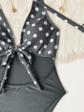 Women's Polka Dot Low Back Sexy One-Piece Swimsuit