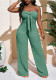 Holidays Women's Bowknot Strapless Textured Wide Leg Jumpsuit